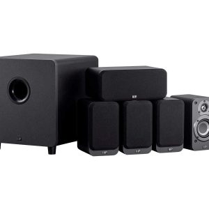 Monoprice HT-35 Premium 5.1-Channel Home Theater System - Charcoal, with Powered Subwoofer, Low Profile Speaker Grilles, Secure Mounting Option, Black (139357)
